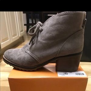 Pair of gray suede booties